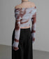 Ruched Off Shoulder Mesh Top